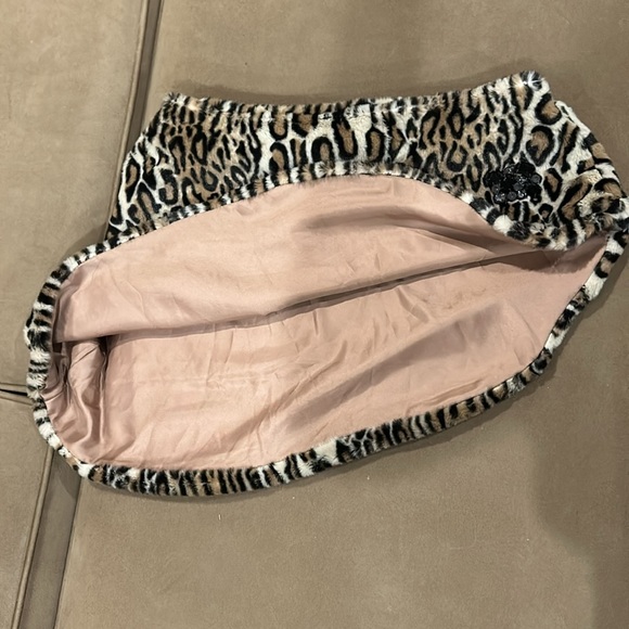 RSVP Asymetrical Faux Fur Leopard Print Cape Caplette Shrug Retro One Size - Picture 6 of 7